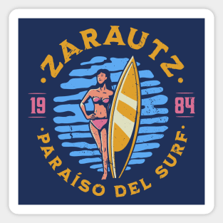 Vintage Zarautz, Spain Surfer's Paradise // Retro Surfing 1980s Badge Sticker